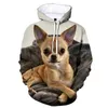 メンズパーカースウェットシャツ動物犬チワワ3dプリントパーカーメンレディースカジュアルパーカープルオーバーハラジュクファッションストリートウェアY2K衣料品トップ240424