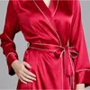 Womens Sleepwear Y Robe Sets Pajamas Ice Silk Sleeveless Sling Long Sleeve Night Wear Dress Nighties Autumn Solid Lingere Set Drop Del Dhcdg