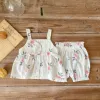 Sets 03t zomer 2 stks babymeisjes set pasgeboren kind kleren set bloem mouwloze tanktop shorts set schattige zoete bloemen outfits