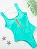 Kvinnors badkläder 2023 Ny Sexig dragkedja en bit baddräkt Kvinnor Solid badkläder Bodysuit Swimsuit Push Up Monokini Bathing Summer Beachwear XL D240424