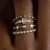 Band Rings Elegant Gold Color Engagement Ring for Women Fashion Inlaid White Zircon Wedding Set Party Bridal Jewelry H240424