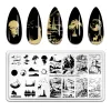 Art BeautyBigbang Landscape Nail Stamping Plates Tree Plant Mönster Stencil Rostfritt stål Linje Bilder Temallar Mögel