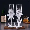 Copos de vinho duas festas requintadas material de casamento com suprimentos de casamento com champanhe lindas vestido