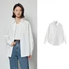 Blouses pour femmes Toyouth Femmes Blusas 2024 Spring Open Slit à manches longues White Basic Shirt Pocket Oversize Woman Blouse