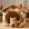 Mats 2022New Folding Cat House Warm Cat Bed Pet Supplies Winter Liten och Medium Cat Warm Set Supplies SOFA CAT TENT NEST STÄNGT
