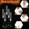 Candle Holders 2-10pcs Set Acrylic Candelabra Centerpieces 5 Arm Clear Holder Taper Candlestick With Rectangular Base