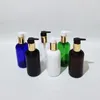 Butelki do przechowywania 250 ml okrągłe ramię z tworzywa sztucznego wycieku butelka Dowód Złota Kołnierz pompa Browna kosmetyka do mycia ciała szampon