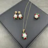 Pendientes de collar Set ST035 Rhinestones y accesorios de perlas Cadena de artesanía de electroplacas con joyería de mujeres con chapas doradas