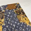 Blu l leggero stampa di ricamo a cucitura lavaggio vecchi jeans v designer mans molla e autunno in vita sciolto pantalone fiore giallo casual casual casual