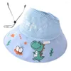 Wide Brim Hats Kids Sun Hat Cartoon Dinosaur Print Visor With Uv Protection For Toddlers Lightweight Breathable Boys