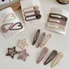 Hair Accessories 3/6 Pcs/Set New Girls Fashion Coffee Color Geometric Stars Ornament Pink Hair Clips Adult Sweet Hairpins Female Hair Accessories