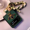 Caisses de téléphone portable Luxury Pu Leather 3D Diamond Bee Téléphone Case pour Samsung Galaxy Z Flip 5 4 3 COUVERTURE AVEC DU POSTEUR DE LA RIN