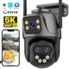 9MP 5K HD WiFi kamera IP Outdoor 8x Zoom Trzy obiektyw podwójny ekran PTZ Kamera Automatyczne śledzenie domu nadzór CCTV 4MP Cam 240419