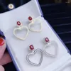 Boucles d'oreilles étalon coeur rubis femmes argent fin bijoux naturel bonne fête de fête d'anniversaire cadeau juil naissance mariage