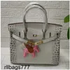 Pattern 2024 Crocodile Platinum Handbag Bag Macaron Series Womens Portable Cowhide Fashion One Shoulder Handmade Genuine Leather