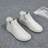 Casual Shoes Men's Leather Autumn And Winter Style One Foot Soft Sole Mens High Top Flat Bottom Cowhide Handmade