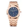 Designer Watch Luksusowe automatyczne zegarki mechaniczne Seria 15400 lub Rose Gold Blue Face Laria Plaid Male Movement Na ręce