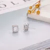Boucles d'oreilles STAD REAL 925 STERLING Silver Emerald Cut Created Diamond for Women Female Boucle d'Oreille Femme Bijoux