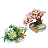 Blocks New Pot Plants Blocks Bricks City Mini Sakura Succulents Cherry Blossom House Tree Model Building Blocks Toys for Children Gifts