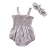 Ensembles de vêtements pour bébés filles 2pcs tenues sans manches de la sangle de violon de volants avec des vêtements d'été du bandeau ensemble pour le nourrisson 0-18 mois