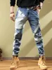 Męskie dżinsy 2024 rozciągnij vintage mycie drak Blue Denim Spods Autumn Lato Luksusowe uliczne styl hip-hopowy Slim Fit Men Men Men Men