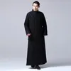 Etniska kläder linnet Taoist Cloak Monk Zen Robe Winter Meditation Cape Warm Buddhist Cotton vadderad jacka Traditionell kinesisk för män