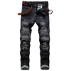 Jeans masculin Trade classique jean rétro rétro homme rythme mince décoration légère pli skinny pantalon denim mode extension stretch hop jeans jogger 240423