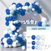 Party Decoration Cream Beige Blue Balloons Garland Arch Kit Kids Boy Birthday Baby Shower Baptism Dop Wedding Supplies