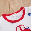 One-pièces Summer Boys and Girls Cute Cartoon Car broderie Coton Coton confortable Casual Short Sleeve BodySity