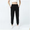 Yoga-outfit LU-1027 Dames High Rise Relaxed Jogger Autumn Winter Fleece Pants D Rope Sport Pure Cotton Bundel voet Drop levering buiten OT8Q2