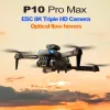 Drones drones met camera HD 8K Triple ESC Camera optische stroom schommelt wifi fpv highdefinition vouwen rc quadcopterhoogte onderhoud