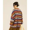 Chandails pour hommes hiver homme Sweater American Vintage Stripes colorées surdimensionnées couple en tricot d'automne en tricot en tricot