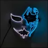 Scary Halloween Led Ups Masks Party Mask Neon Light Costume El Wire Face Glow Maske Festival Carnival Decoration Drop Delivery Dhqhy e