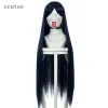 Perruques ccutoo 100cm bleu foncé droit des cheveux synthétiques saints hyluga hinata costume costume perruque résistance à la chaleur fibre + casquette de perruque