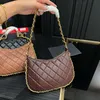 New Hobo Bag Diamond Diamond Lattice Gold Metal Chain Bag Sagra Dinner Saco de maquiagem Bolsa de couro genuíno