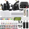 Inkten complete tattoo kit tattoo machinegeweer voeding naalden inkten set tattoo -accessoires voor permanente make -up tattoo beginners