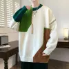 Jackor Original Färgblock Montering Design Män Fall Winter Oneck Män Lossa tröja Pullover Men's Slimming Club Club Sweater Jacket