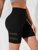 Женские шорты летние женские сексуальные сетки с карманами Si Transparent Black Sports и повседневного стиля H240424