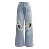 Women's Jeans Fashion For Women Button High Waist Pocket Elastic Hole Trousers Loose Denim Pants Viewed Items Jean
