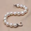 W 100% prawdziwe naturalne w pobliżu okrągłej bransoletki perłowej femme, moda biała słodkowodna bransoletka bransoletka dar urodzinowy