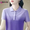 Dames Polo's Samen Ice Silk T Shirts Ladies Fashion Gradiënt Kleur Polo Hoogwaardige tops T-shirts Anti-Pilling Pulover-T-stukken