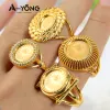 Zespoły Ayong Turkish Gold Coin Rings 18K Gold Plated Dubaj African Arabia Arabia Kobiet Party Wedding Party Akcesoria