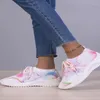 Casual Shoes Design Sense Mixed Color Elastic Sports 2024 Lace Up Lightweight Vulcanized Platform Sneakers Zapatos Mujer