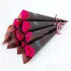 Enkele kransen bloemen Decoratief anjer kunstmatige roze roos geurende badzeep bloemenboeket voor bruiloft valentijnsmiddelen moeders leraar dhnom