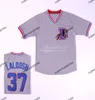 Mens Bull Durham Nuke LaLoosh 37 Crash Davis 8 Kevin Costner 16 Tourists Double Stiched Baseball Jersey Grey White Size S-4XL Mix Order