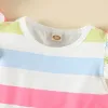 One-Pieces 2022 Newborn Baby Clothes Summer Baby Girl Outfit Colorful Rainbow Striped Flying Sleeve Baby Rompers Cool Baby Jumpsuits 018M