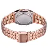 Wristwatches Square Dial Electronic Women Men Watch Digital Display Wristwatch Rose Gold Silver Luxury Ladies Wristwatches Relojes Para Mujer 240423