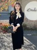 Vestidos de trabalho Mulher Conjunto de saia da cintura elegante da coreana High