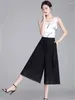 Damesbroek 2024 Lente zomer chiffon rok hoge taille casual streetwear losse vrouwelijke kleding bijgesneden broek pantalones