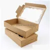 Wrap Brown Kraft White Gift Cookie Box med Clear Window Premium Liten pappersbehållare för dessert bakverk godisförpackning LX5513 DRO DHWOU